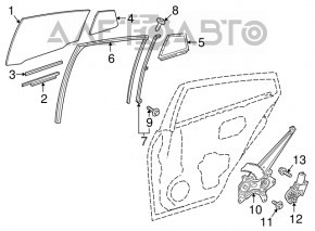 Rear right glass seal for Toyota Prius 50 19-22