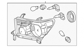 Headlight front left Toyota Sequoia 08-16 naked
