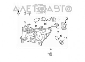 Headlight front left Toyota Sequoia 08-16 naked