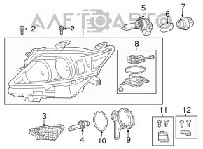 Headlight front left bare Lexus RX350 RX450h 13-15 rest xenon