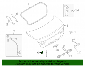 Trunk lid bumper right Infiniti Q50 14-