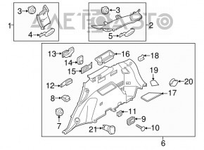 Left arch trim Kia Sorento 16-18 gray for 3rd row