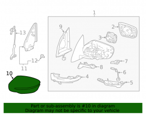 Right side mirror cover for Nissan Rogue Sport 17-22 (upper) under the turn signal