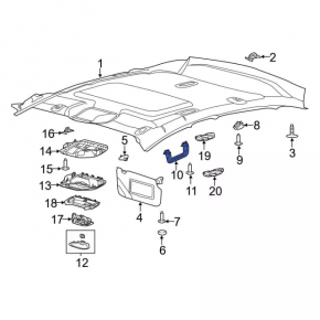 Ford Focus mk3 11-18 gray ceiling handle