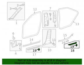 Door sill trim rear left outer Toyota Avalon 13-18 black, worn