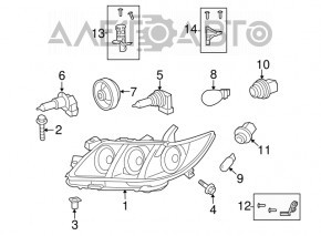 Headlight front right Toyota Camry v40 07-09 bare, hybrid Halogen