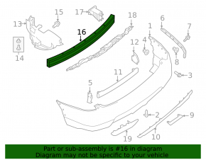 Rear bumper reinforcement complete with wide fangs Nissan Rogue 19-20 JP