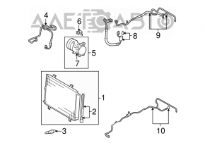 Air conditioning condenser-compressor hose second Toyota Highlander 08-11 3.5