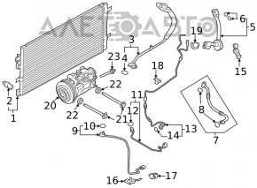 Air conditioner tube heater-condenser second Porsche Macan 15-18 3.0T, 3.6T