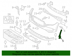 Right front bumper arch mount for Mazda CX-5 22-25