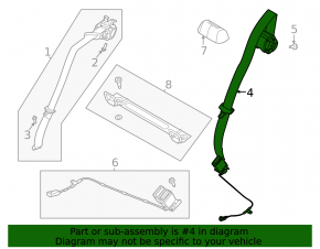 Seat belt 2 row rear center Ford Mustang Mach-E 21-23 black