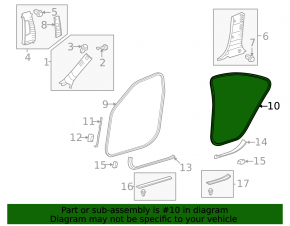 Door seal rear left Lexus ES350 07-12