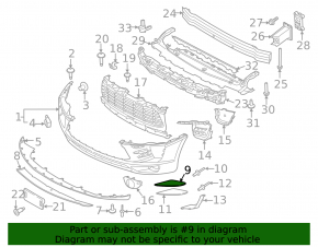Upper left front bumper grille trim for Porsche Macan 15-18, structure, crack in mounting