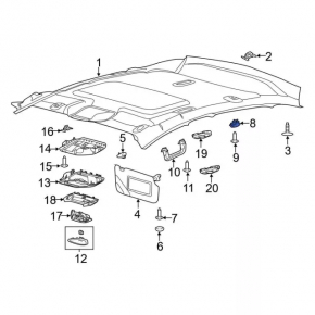 Hook ceiling rear left Ford Focus mk3 11-18 gray