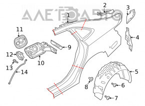 Quarter wing rear left VW Jetta 19-26 on the body, silver, dent