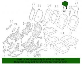 Mini Cooper Countryman R60 10-16 Rear Center Headrest, Black Leather