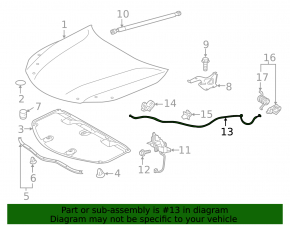 Hood release cable for Toyota Avalon 13-18