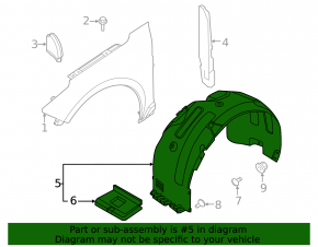 Front left fender liner for Kia K5 21-24