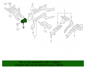Front bumper reinforcement fang right Nissan Leaf 13-17