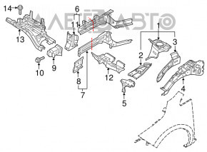 Front bumper reinforcement fang right Nissan Leaf 13-17