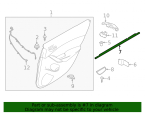 Inner glass seal for the rear left door of a Mazda 6 18-21