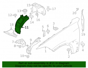 Front left fender liner for BMW iX 22-26