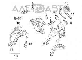 Rear right fender liner Toyota Highlander 08-13