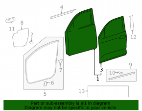 Door bare front left Toyota Sequoia 08-16