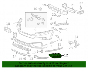 Right bumper grille for Honda Crosstour 2013-15
