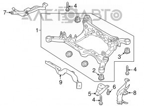 Rear subframe lug, front left, Audi A4 B8 08-16
