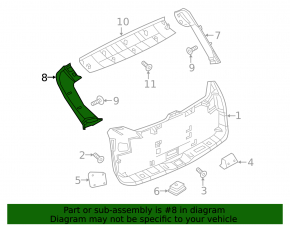 Nissan Murano z52 15-24 left trunk door trim, gray