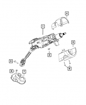 Steering column frame assembly Jeep Cherokee KL 19-23 2-piece, black, scratched