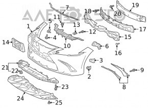 Bare front bumper Lexus ES 19-26 for parking sensors, red, scratches, crack in mount