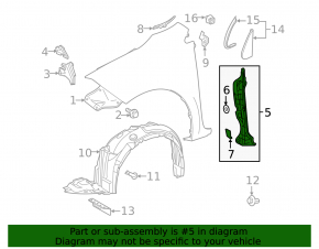 Right door-wing seal for Toyota Corolla 14-19