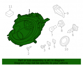 Headlight front left Mini Cooper Countryman R60 11-16 halogen, white turn signal, without adaptive