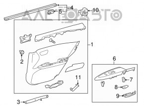 Toyota Avalon 13-15 rear right door panel, beige with brown armrest