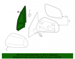 Right inner mirror cover for Nissan Murano 2003-2007