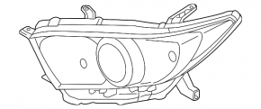 Headlight front left Toyota Highlander 11-13 bare hybrid halogen