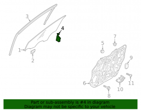Front left door glass guide Kia Forte 19-24