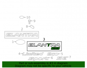Emblem inscription Elantra SE trunk lid Hyundai Elantra AD 17-18