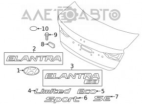 Emblem inscription Elantra SE trunk lid Hyundai Elantra AD 17-18