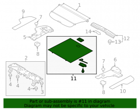 Trunk floor central Subaru Outback 20-23 black