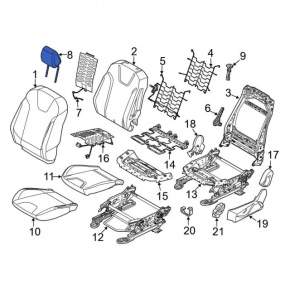 Front left headrest Ford Focus mk3 11-18 type 1, black leather