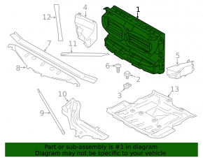 Radiator deflector blinds assembly BMW 5 F10 14-16 with motor, without night vision