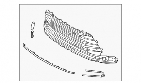 Lower front bumper grille assembly Toyota Sienna 21-24 without parking sensors, structure