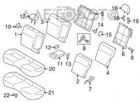 Rear row of seats 2 row Subaru Impreza 5d 17-23 cloth beige