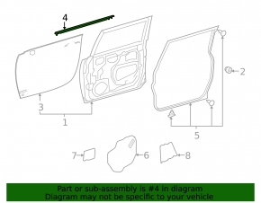 Door molding center door-glass front left Toyota FJ Cruiser 2007-2014 black