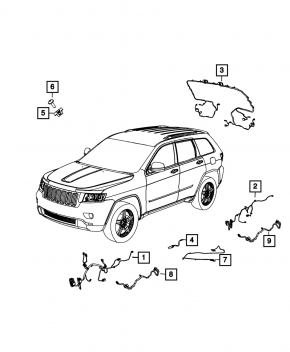 Jeep Grand Cherokee WK2 18-22 rear right door wiring