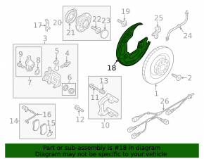 Brake Disc Cover Rear Right Audi A6 C7 12-18 AWD 300mm
