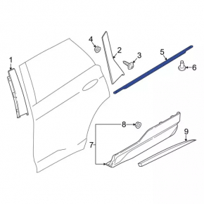 Door-glass molding, central front left, Ford Edge 15-24, chrome